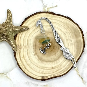 Mermaid Sea Glass Bookmark with Anchor Charm