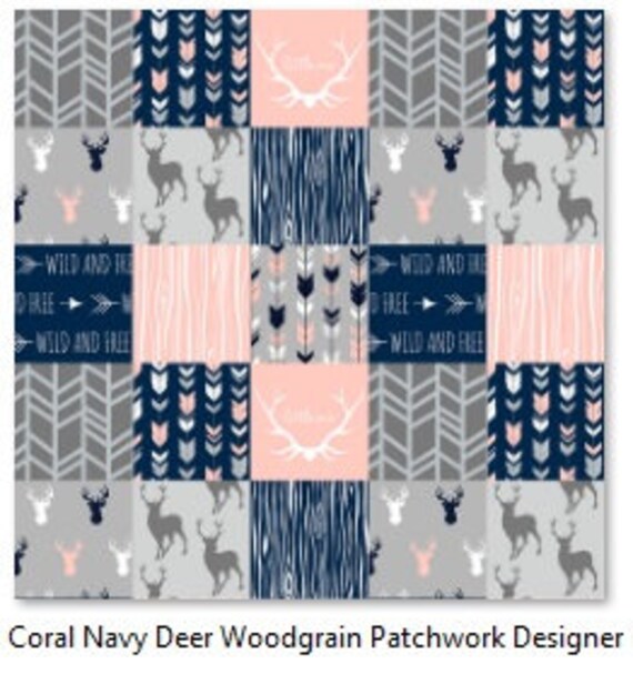 Designer Patchwork Minky Woodgrain Minky Woodlands Fabric Fabric By The Yard Faux Quilt Minky Nature Fabric