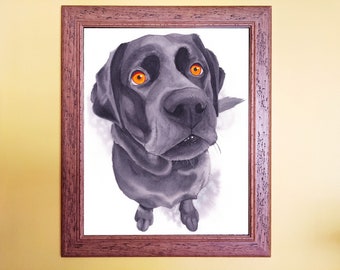 Watercolour Black Labrador Dog Print