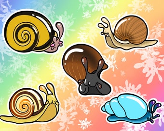 Snails Vinyl Stickers/Decals: Blue, Brown-lipped, Brown, Copse, or Yellow Snails Individuals and Sets