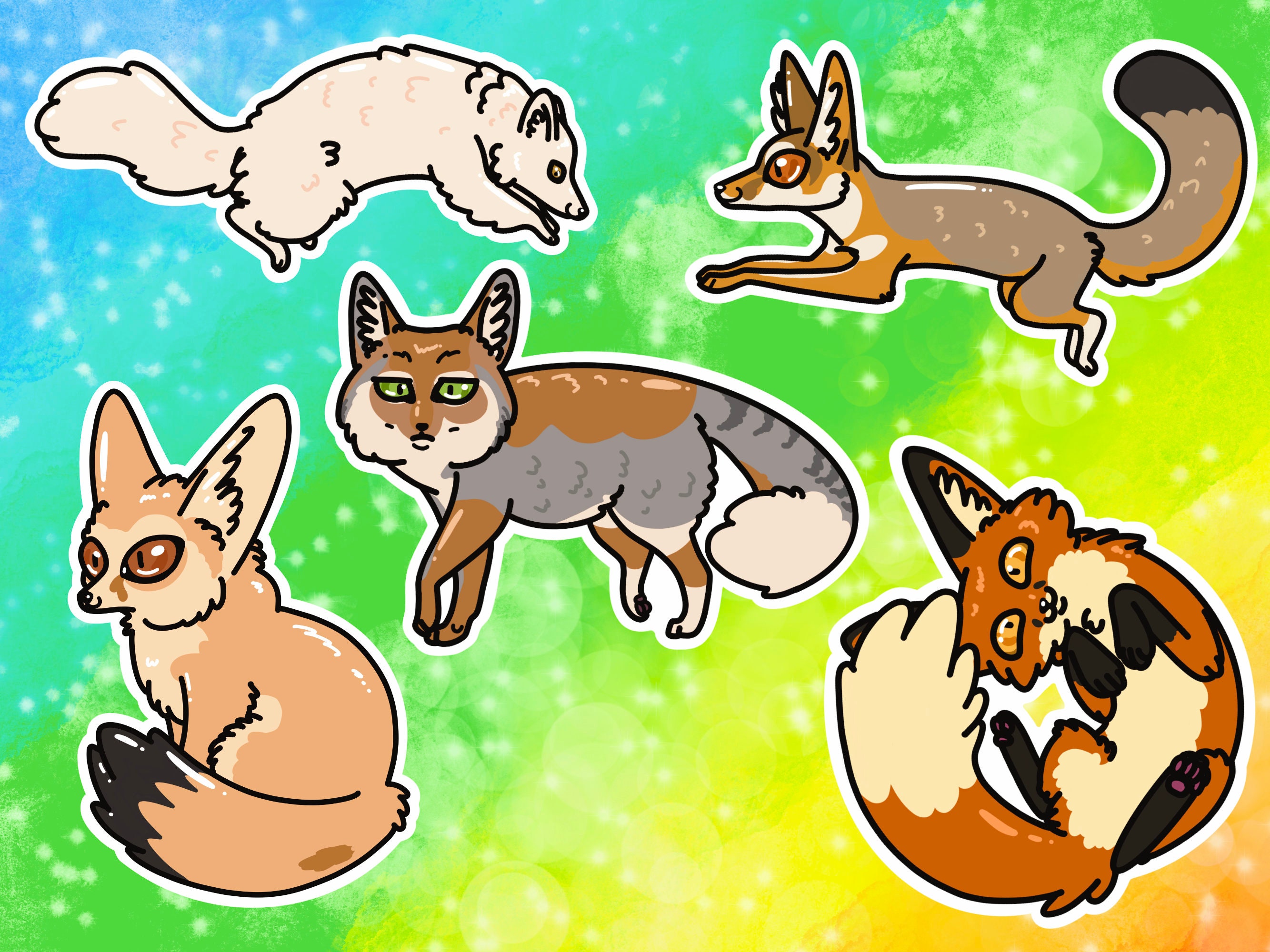 Foxes Vinyl Stickers/decals Arctic Fennec Kit Red and Etsy