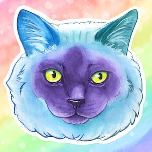 Autocollant en vinyle chat Birman arc-en-ciel