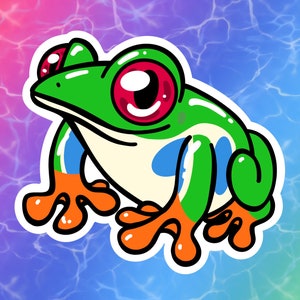 Frogs Vinyl Stickers/Decals: White's Tree Frog, Poison Dart Frog, Red-Eyed Frog, Horned Frog, Solomon Island Leaf Frog 2022 Red-Eyed