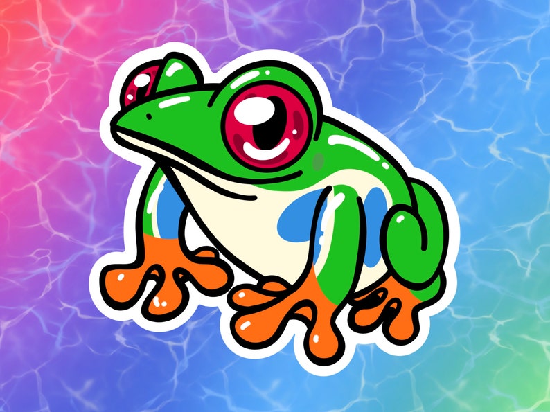 Frogs Vinyl Stickers/Decals: White's Tree Frog, Poison Dart Frog, Red-Eyed Frog, Horned Frog, Solomon Island Leaf Frog 2022 Red-Eyed