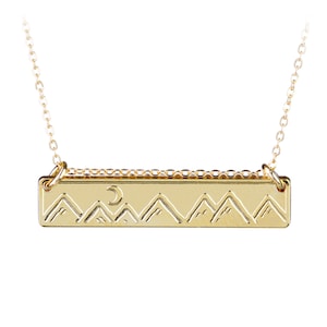 Moonlit Mountains Bar Gold-fill Necklace