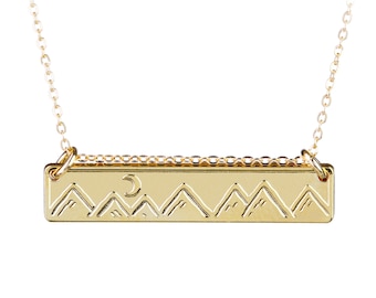 Moonlit Mountains Bar Gold-fill Necklace