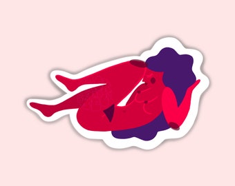 Red and Purple Sticker| Retro Art| Body Positivity|  Feminist| Abstract| Curvy Woman Art| Body Positive Affirmations| Body Positive Decor