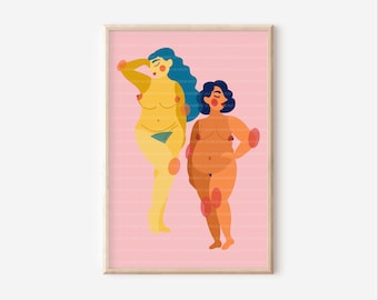 2. Welle 11x17 Druck| Körper positiv| Feministisch| Modern| Abstrakt| Kurvige Frau Kunst| Körper positive Affirmationen| Körper positives Dekor| Feministische