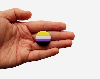 Enby Pride Button| Nonbinary| Pride Art| LGBTQ| Pride Flag| Pride Badge| Pride Pin| Gay| Lesbian| Bisexual| Pansexual| Asexual| Enby|