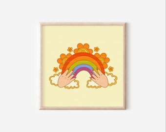 Queer in ASL Print, Deaf Art, Hearing Aid, ASL Poster, Retro Decor, Deaf Awareness, Deaf gift, Gay Pride Art, Gay Poster, Queer Art