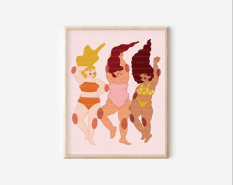 Fat Swimsuit Check Print| Körper positiv| Selbstpflege| Fett positiv| Fat Girl| Chubby Art| Körper positive Kunst| Body Positivity Line Art