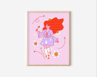 Sad Girl Print| Retro Decor| Heartbroken| Art Prints| Women Empowerment | Sad Art| Sayings Wall Decor| Break Up| Pink Art| Sad Girl