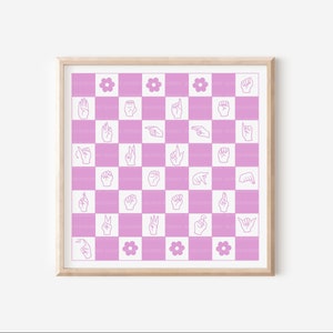 ASL Alphabet Print Lavender| Deaf Art|Hearing Aid| ASL Poster| Retro Decor| Sign Language| Deaf Awareness| Deaf Teacher | ASL Poster