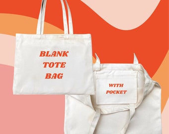 Whole Sale Tote Bag with Pocket, Custom Tote Bag, Canvas Tote Bag, Blank Tote Bag, Customizable Tote Bag, Small Business Supplies, Tote Bag