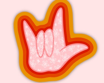 ILY ASL Sticker| Deaf Artist| Sticker Pack| ASL Stickers| I Love You Sign| Retro Rainbow| Sign Language Gifts| Sign Language Art| hoh|