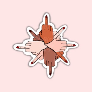 Mittelfinger wasserdichtaufkleber| Feministin| Schwarze Kunst| Hispanische Kunst| Asiatische Kunst| Diversity Art| Stärkung der Rolle der Frauen| Zerschlagen Sie das Patriarchat