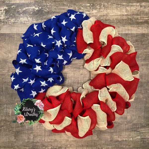 Patriotic Burlap Wreath