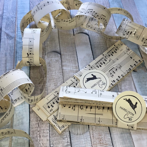 Musical Themed Paperchain Kit, hen partycraft, Vintage gift, Sheet Music Paperchain Kit, Rustic Musical Wedding Decor, Boho Party Decoration