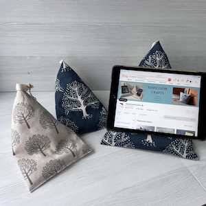 Tree Print Tablet Pillow Stand, Handmade Fabric Kindle Holder