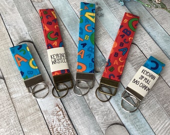 Alphabet Fabric Keyring Wristlet Teacher Gift