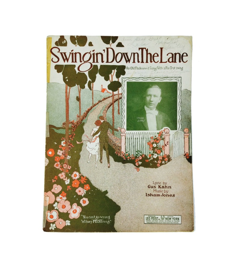 Swinging Down The Lane Sheet Music Vintage Sheet Music 1923 Fox Trot Isham Jones Gus Kahn Vintage Fox Trot Piano Music