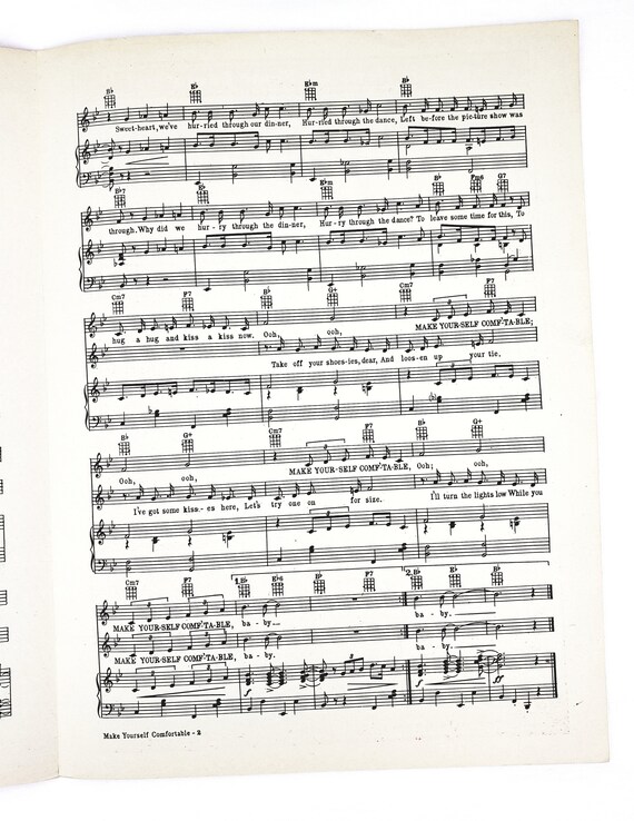 Make Yourself Comfortable Sheet Music 1954 Sarah Vaughan Etsy