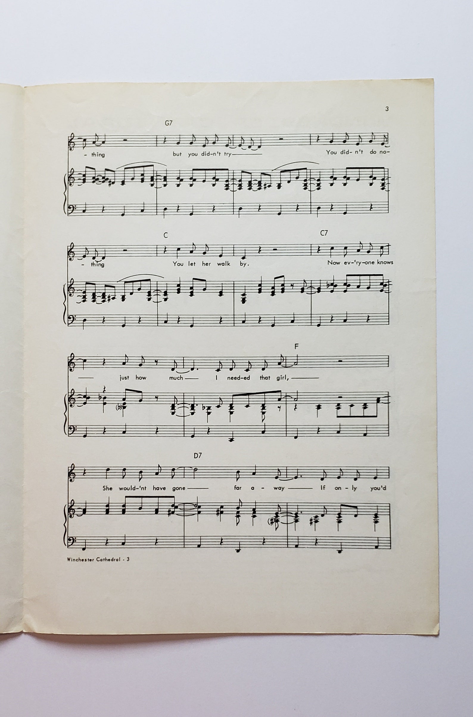 Winchester Cathedral 1966 Vintage Sheet Music Etsy