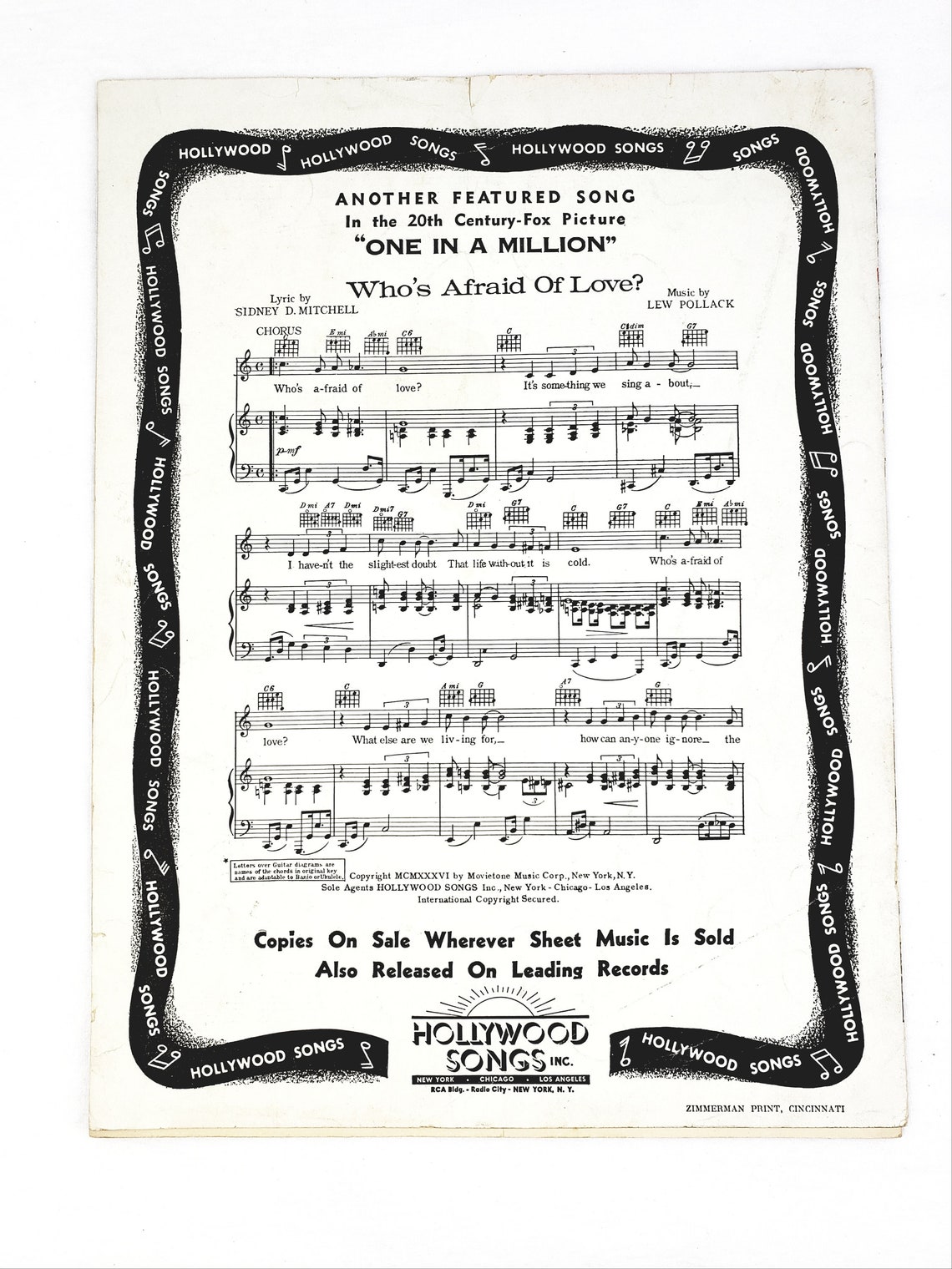 One in a Million Sheet Music 1936 Etsy