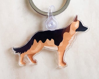Schäferhund Schlüsselanhänger, Acryl Hund Mama Papa Geschenk, Elsässer, GSD Taschenanhänger, Hunde Liebhaber Geburtstagsgeschenk