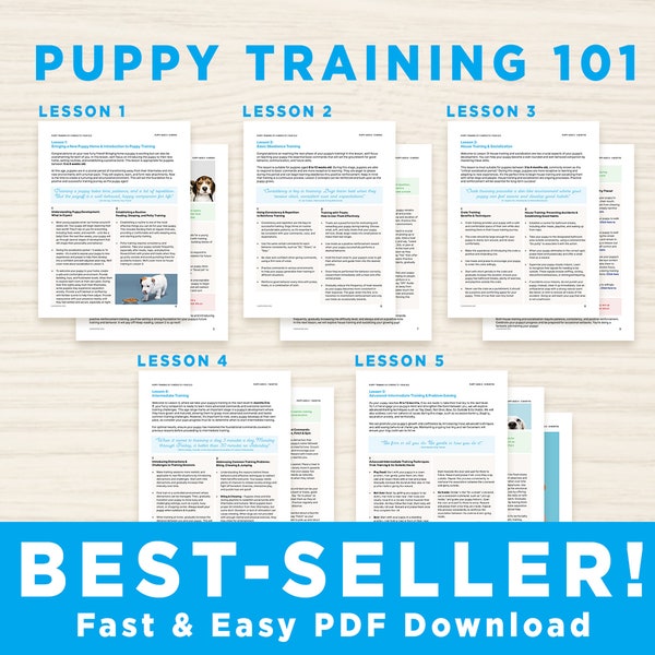 Puppy Training 101: A Beginner's Dog Training Guide for 5 Weeks to 1-Year-Old Pups | Based on Expert Knowledge | PDF eCourse | CaringPaw™