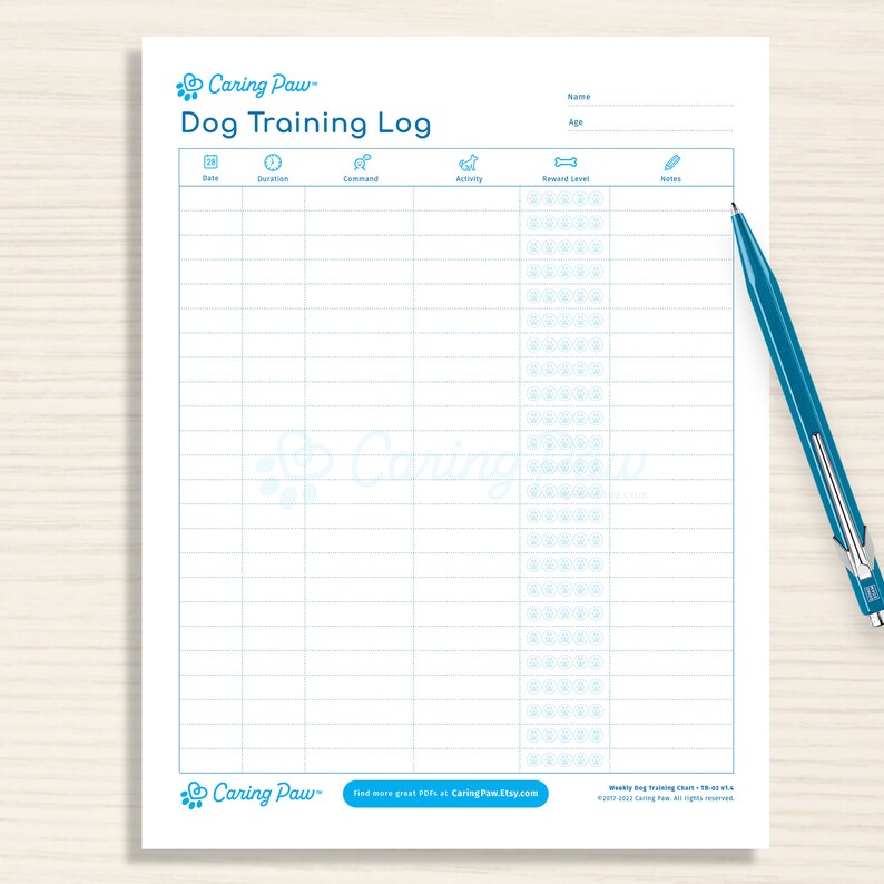 Dog Training Log Printable PDF Instant Download Start - Etsy