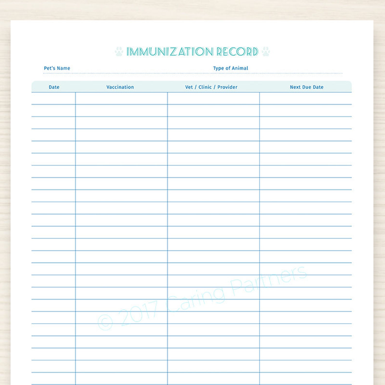 Free Printable Pet Vaccination Record Pdf