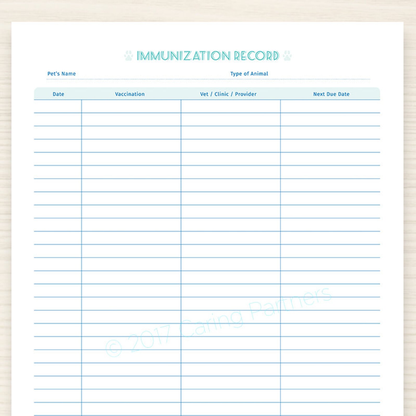 Free Printable Cat Vaccination Feline Vaccination Record Template 