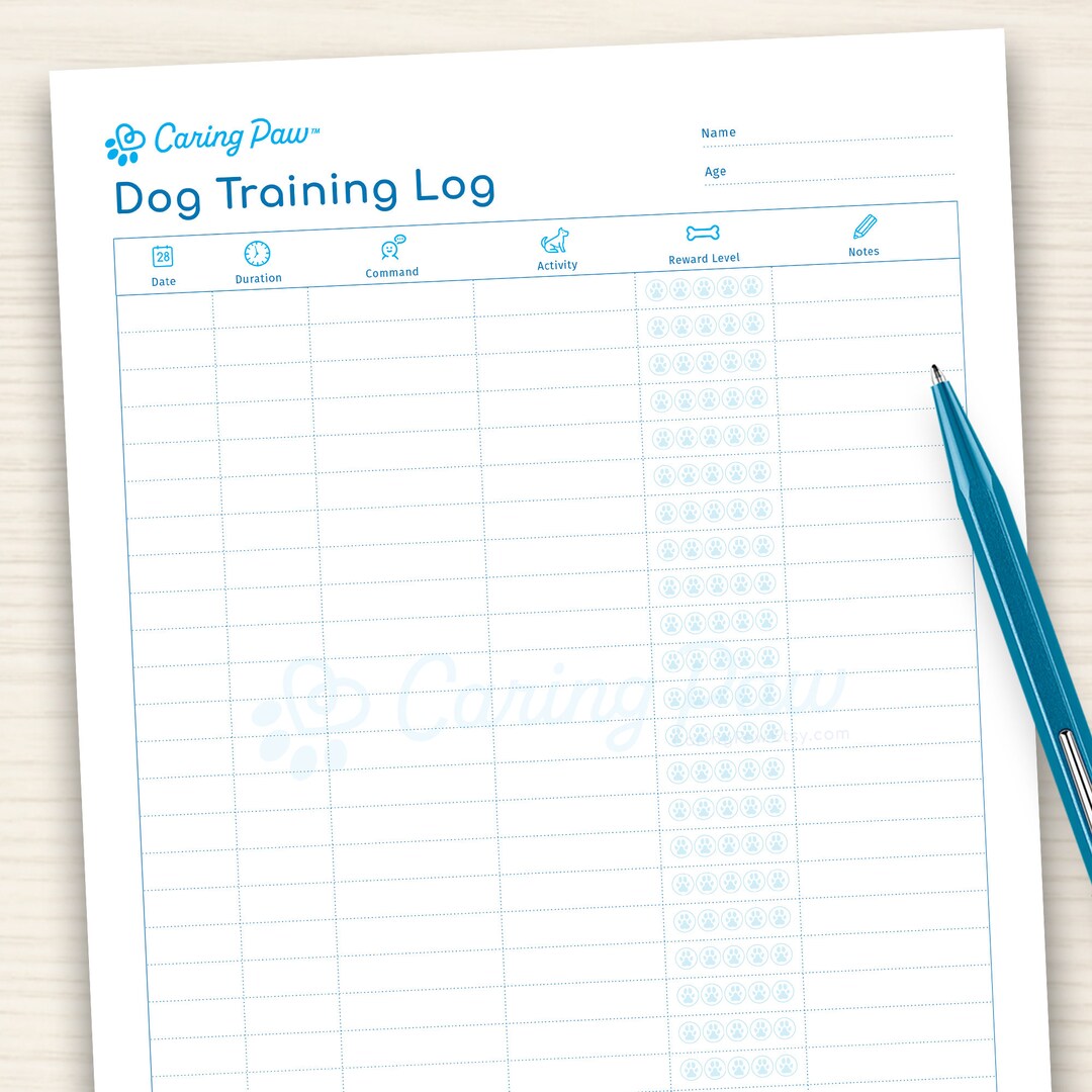 Dog Training Log Printable PDF Good for Puppies, Start Tracking Your