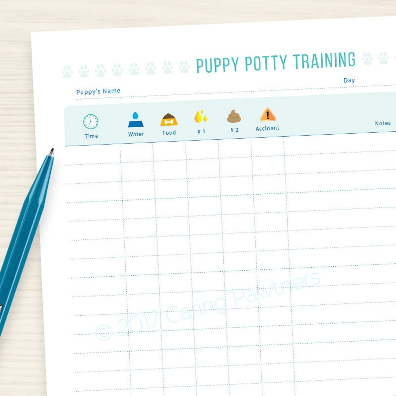 Puppy Potty Training Chart PDF Instant Download Etsy
