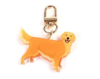 Golden Retriever Keychain, Acrylic Dog Mom / Dad Gift, Goldie Bag Charm Birthday Gift for Her / Him