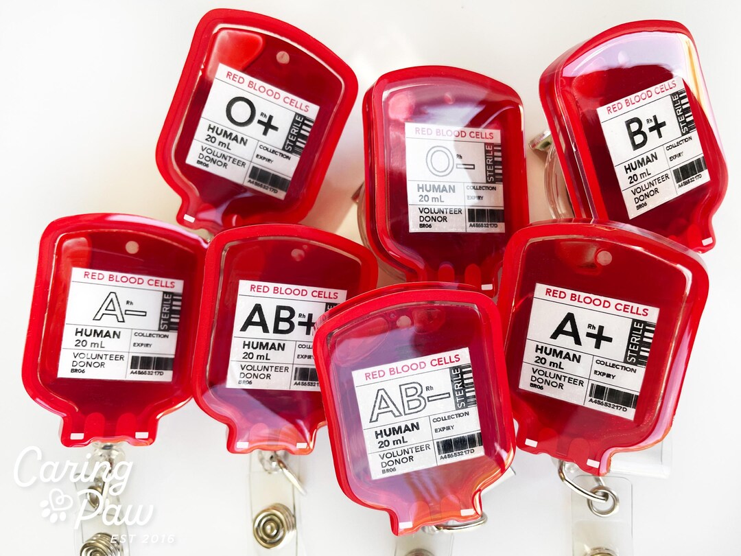 Blood Bag Badge Reel, Personalized Blood Type ID Holder, Nurse Gift, Retractable, Phlebotomy, Fun & Cute, Graduation, Handmade | CaringPaw™