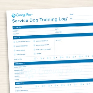 The Original Service Dog Training Log™ - Service dog trainers and owners, this form is for you! Puppy & Adult Dog Training PDF | CaringPaw™