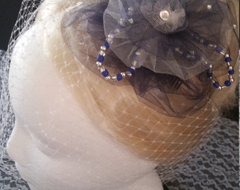 Blue and White Triangle Headpiece