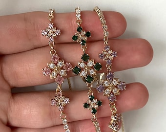 Preciosa pulsera ajustable con piedras preciosas (conjunto Giselle)