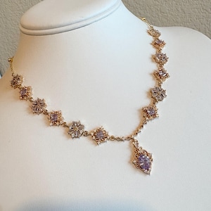 Handmade purple princess regency necklace Bridgerton inspired