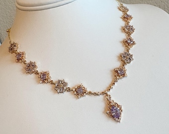 Handmade purple princess regency necklace Bridgerton inspired