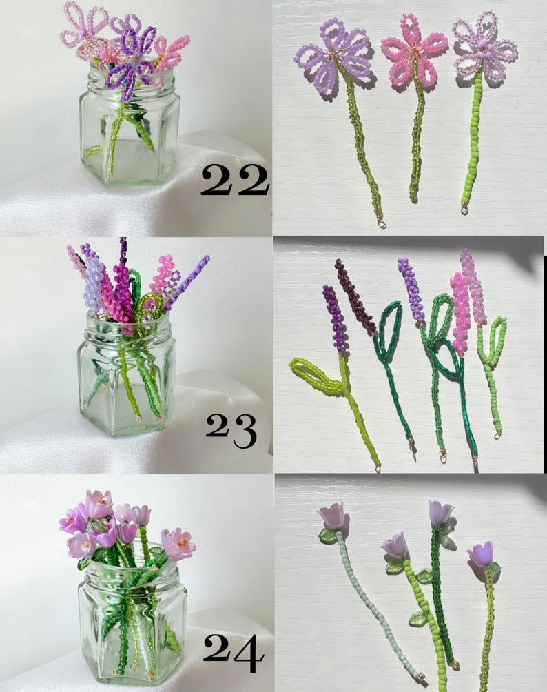 Customizable Beaded flower bouquet keychain/ Purse charm image 13