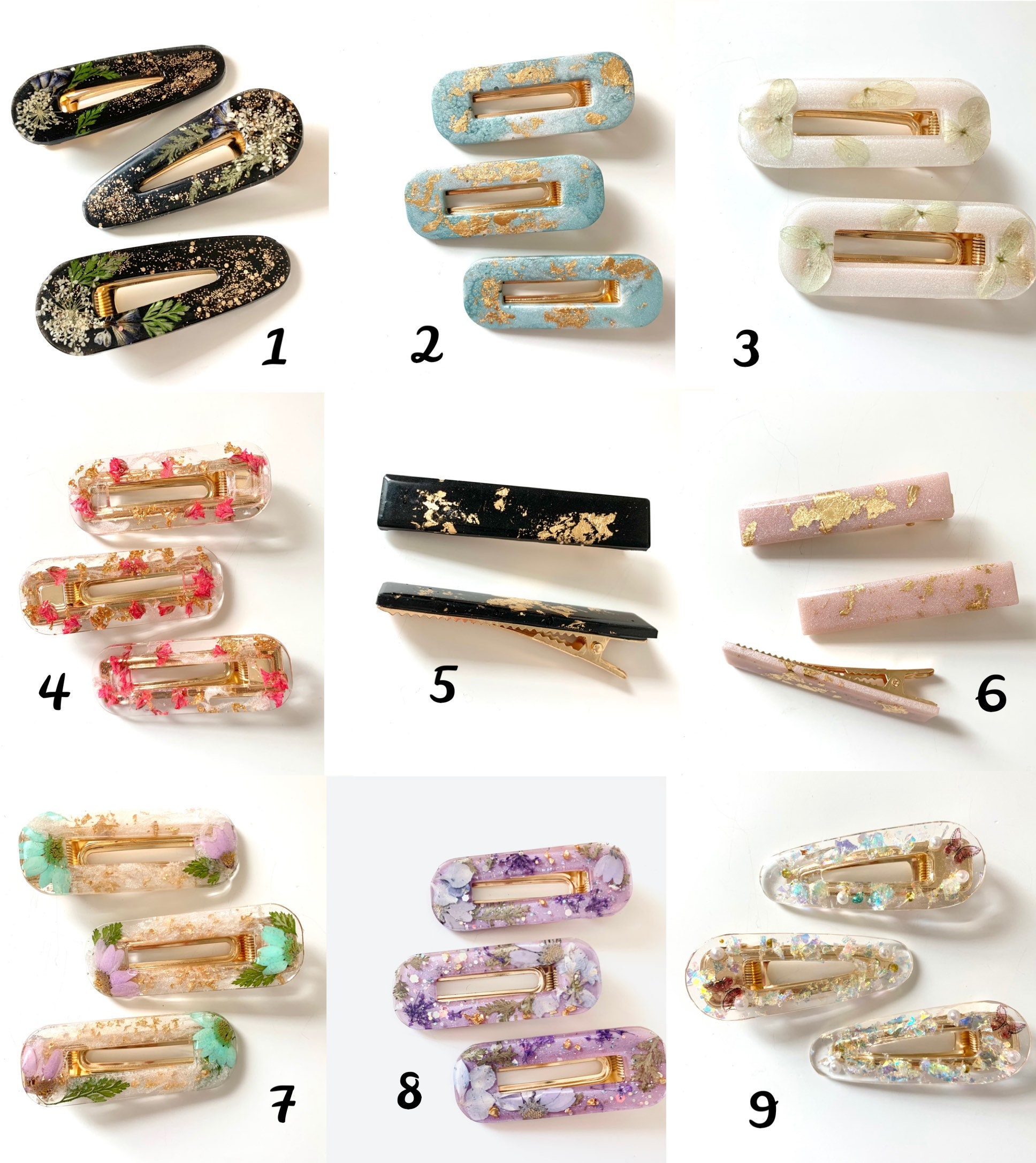 Dainty Resin Hair Clips Customizable Sets of 3 Etsy