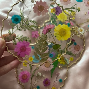 Set of 4 colorful pressed flowers resin coasters