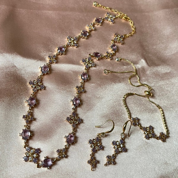 Purple exquisite princess regency necklace with set options