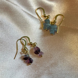 Naturstein Ohrringe Amethyst oder Aquamarin