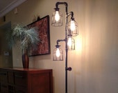 Pipe Floor Lamp 4-fixture Metal Lamp Guard Bulb Cage DOES NOT Include Bulbs