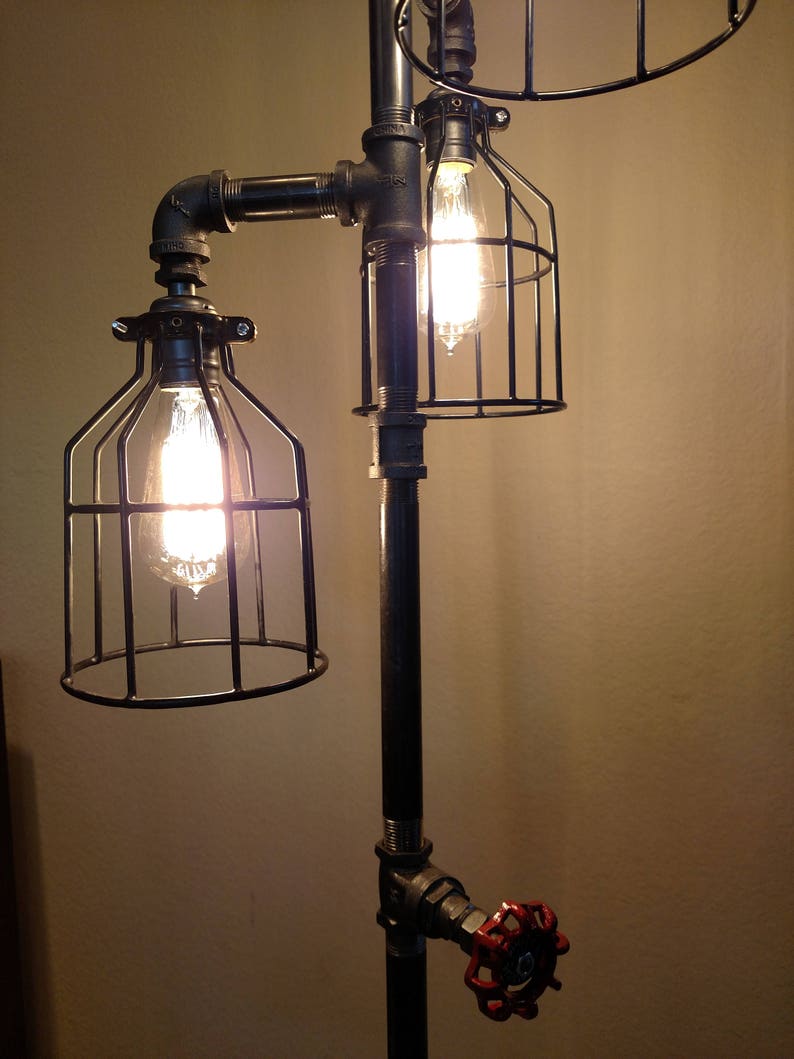 Pipe Floor Lamp 4fixture Steel Cages INCLUDES DIMMER switch Etsy