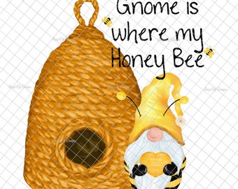 Gnomo es donde mi abeja melífera PNG, calcomanía de gnomo, sublimación, lindos gnomos de abeja, vaso de gnomo, gráficos PNG, imágenes de toboganes de agua, gráficos de vaso